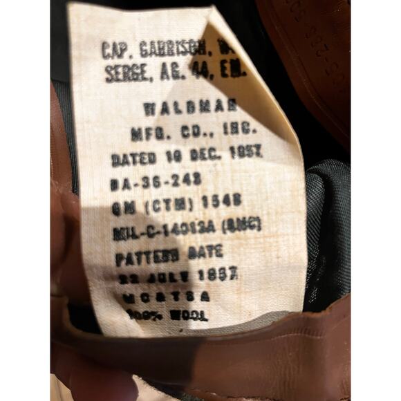 1957 US Army Garrison Cap Wool AG-44 EM Waldman Mfg Cold War Military Hat 7 1/4 - Picture 3 of 6